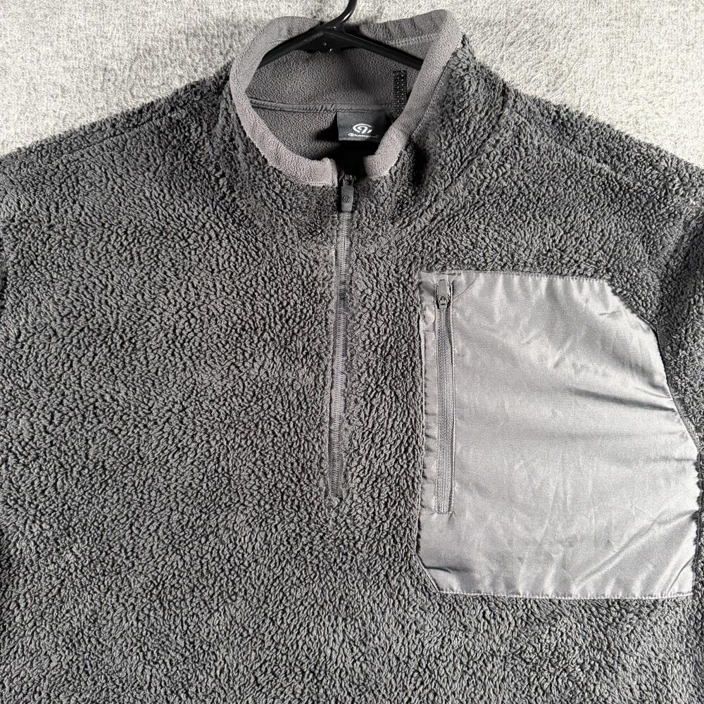 Champion Jacket Mens 2XL Gray Sherpa Fleece 1/4 Zip Pullover Chest Pocket